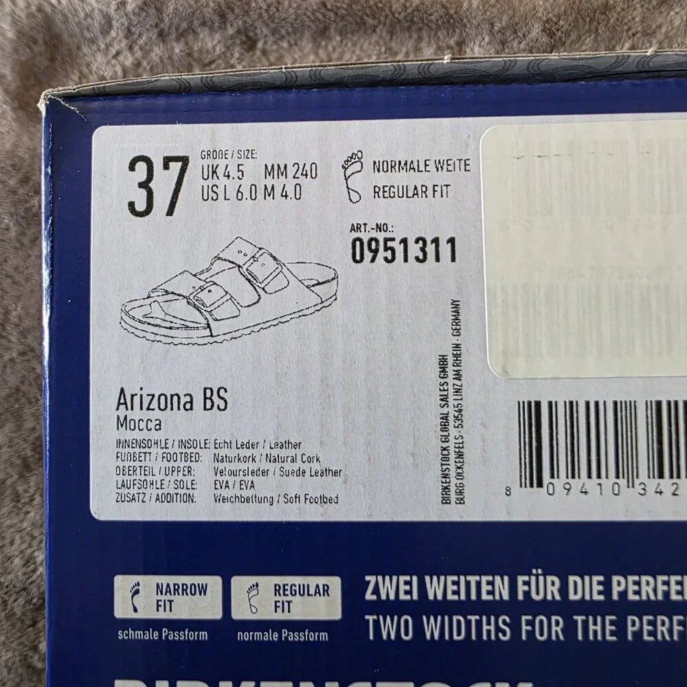 Birkenstock Arizona Soft Footbed Suede Sandals Mocca Women’s 6 EU 37 Regular NWT - Picture 5 of 16